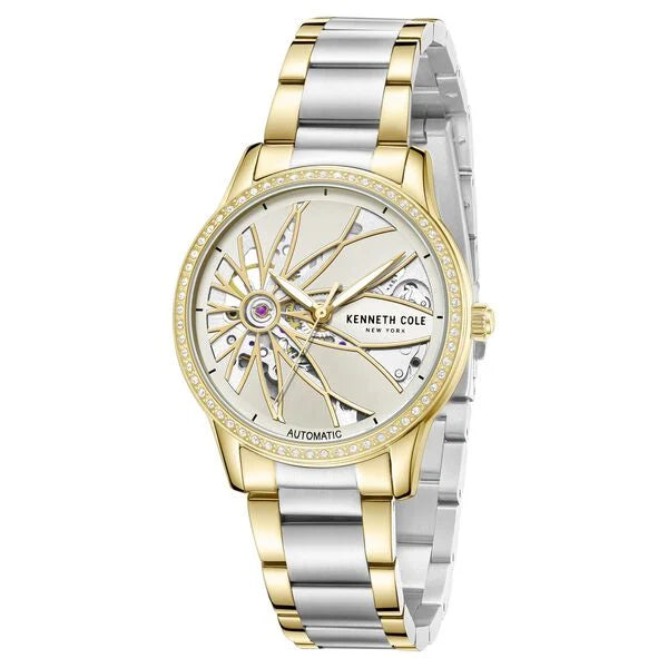 Kenneth Cole Automatic Silver Dial Two Toned Stainless Steel Strap Watch For Women