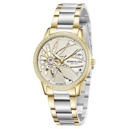 Kenneth Cole Automatic Silver Dial Two Toned Stainless Steel Strap Watch For Women