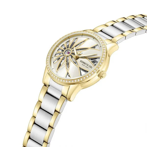 Kenneth Cole Automatic Silver Dial Two Toned Stainless Steel Strap Watch For Women