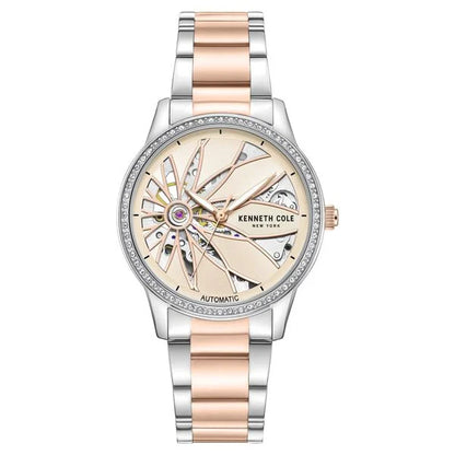 Kenneth Cole Automatic Rose Gold Dial Two Toned Stainless Steel Strap Watch For Women ntkcwll0060903ld Women's Watch