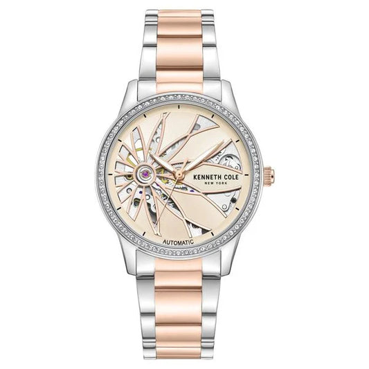 Kenneth Cole Automatic Rose Gold Dial Two Toned Stainless Steel Strap Watch For Women ntkcwll0060903ld Women's Watch