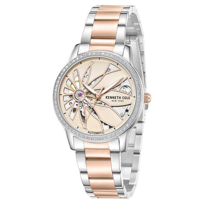 Kenneth Cole Automatic Rose Gold Dial Two Toned Stainless Steel Strap Watch For Women ntkcwll0060903ld Women's Watch