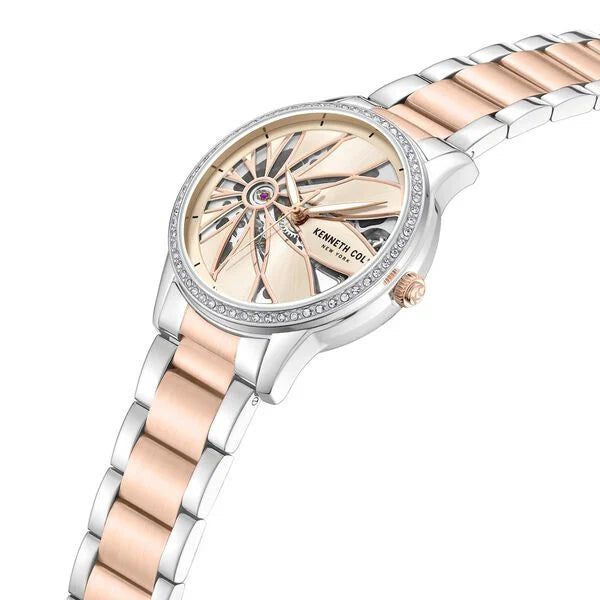 Kenneth Cole Automatic Rose Gold Dial Two Toned Stainless Steel Strap Watch For Women ntkcwll0060903ld Women's Watch