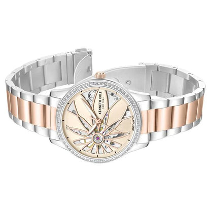 Kenneth Cole Automatic Rose Gold Dial Two Toned Stainless Steel Strap Watch For Women ntkcwll0060903ld Women's Watch
