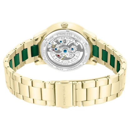 Kenneth Cole Automatic Automatic Green Mother of Pearl Dial Golden Ceramic Strap Watch For Women
