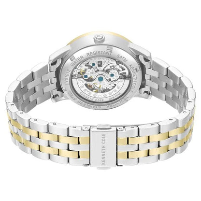 Kenneth Cole Automatic Automatic Golden Dial Two Toned Stainless Steel Strap Watch For Women