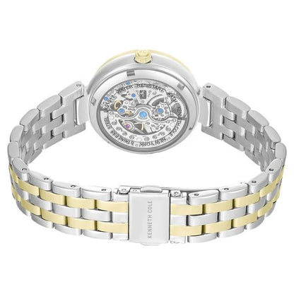 Kenneth Cole Automatic Automatic Mother Of Pearl Dial Two Toned Stainless Steel Strap Watch For Women