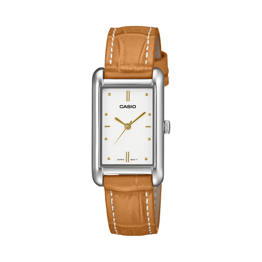 CASIO ENTICER BROWN STRAP WHITE DIAL WOMENS WATCH  LTP-B171L-7A2 (A2557)