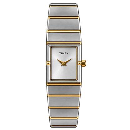 Timex Women’s Two-Tone Silver & Gold Rectangular Dial Stainless Steel Bracelet Watch TWEL28901
