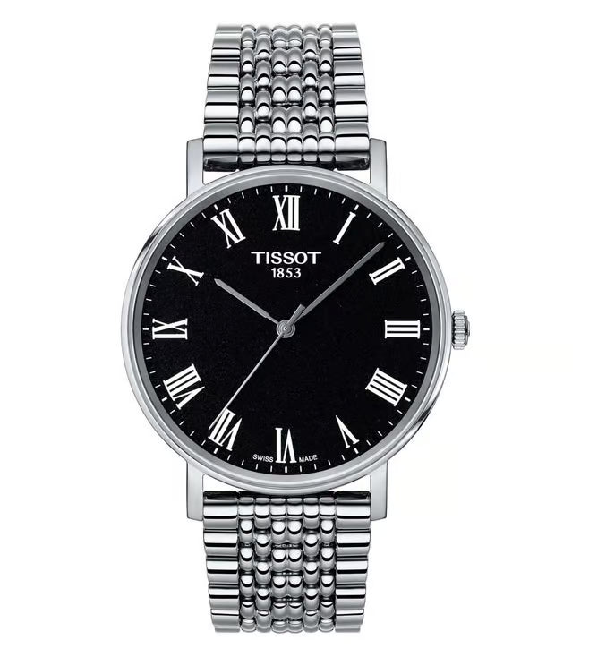 Tissot Black Dial Stainless Steel Strap Analogue Quartz Wrist Luxury Watch for Men T1094101105300