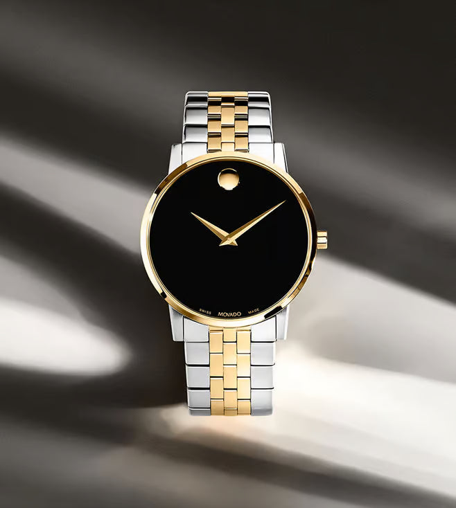 Movado Museum Classic Swiss Qtz Black Round Dial Men's Watch - 0607200