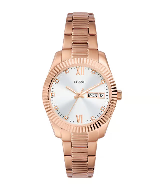 Fossil Womens Scarlette Silver Dial Stainless Steel Analog Watch - ES5200I