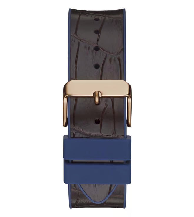 GUESS Mens 43 mm Phoenix Blue Dial Genuine Leather Analog Watch - GW0386G2