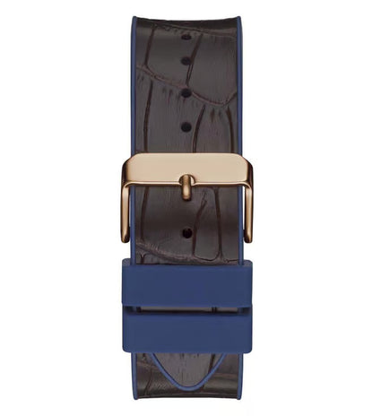 GUESS Mens 43 mm Phoenix Blue Dial Genuine Leather Analog Watch - GW0386G2