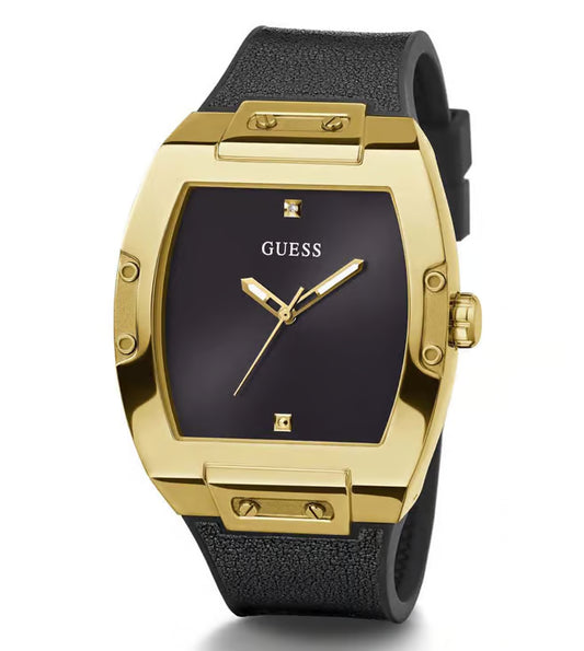Guess Mens 43 mm Phoenix Black Dial Genuine Leather Analog Watch - GW0386G3