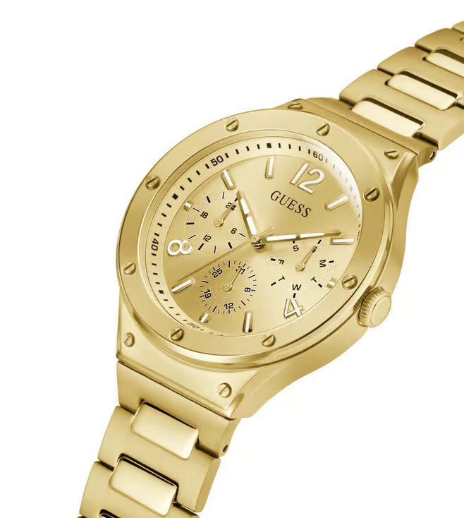 Guess Scope Collection Multi-Function Mens Analog Beige Dial Coloured Quartz Watch, Round Dial with 44 mm Case Width - GW0454G2
