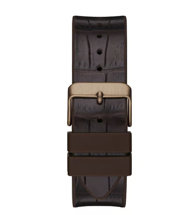Guess Chronograph Blue Dial Men's Watch-GW0202G2 Genuine Leather, Brown Strap