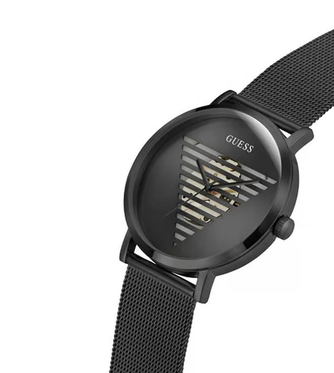 Guess Stainless Steel Idol Collection Analog Black Dial Men Watch-Gw0502G2, Black Band