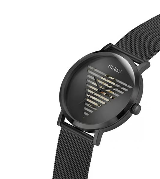 Guess Stainless Steel Idol Collection Analog Black Dial Men Watch-Gw0502G2, Black Band