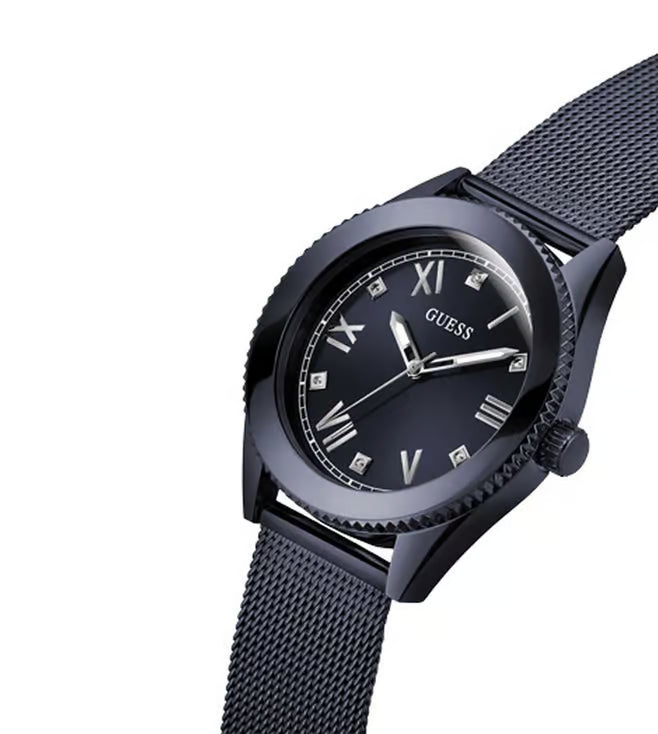 Guess Stainless Steel Noble Collection Analog Black Dial Men Watch-Gw0495G3, Blue Band