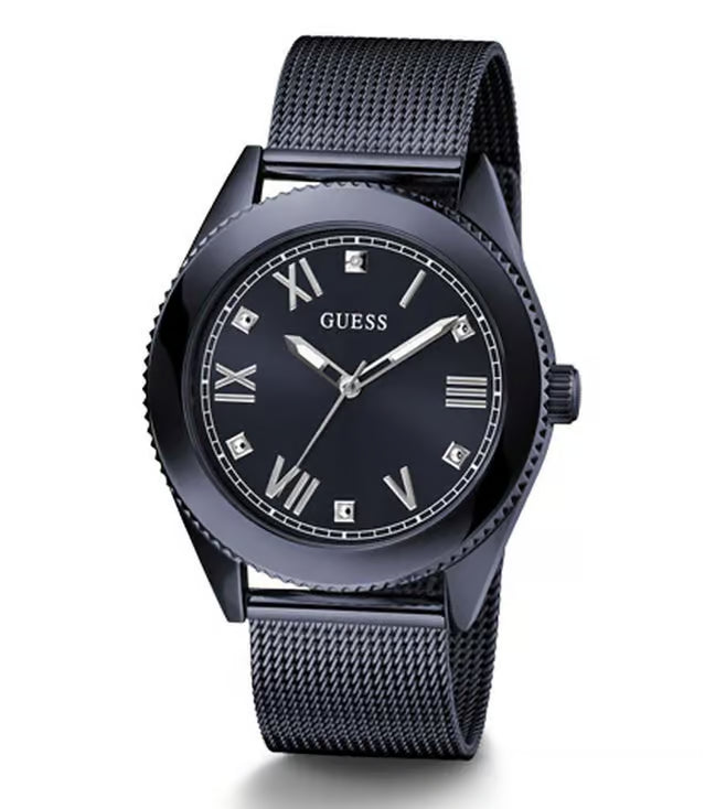 Guess Stainless Steel Noble Collection Analog Black Dial Men Watch-Gw0495G3, Blue Band