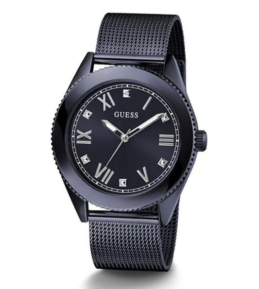 Guess Stainless Steel Noble Collection Analog Black Dial Men Watch-Gw0495G3, Blue Band