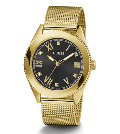 Guess Mens 44 mm Noble Black Dial Stainless Steel Analog Watch - GW0495G2