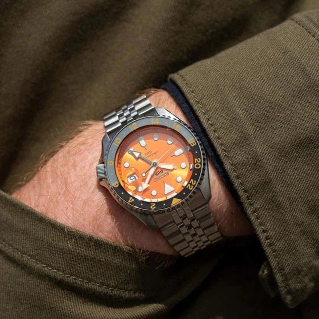 SEIKO 5 Sports Men Automatic Orange Dial Analog Stainless Steel Watch - SSK005K1