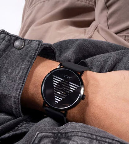 GUESS Idol 44 mm Black Dial Silicone Analog Watch for Men - GW0503G3