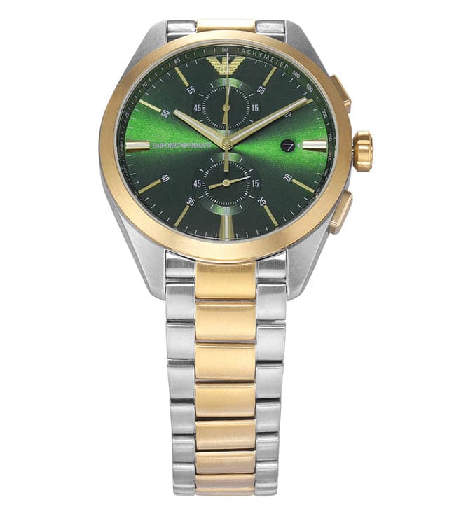 Emporio Armani Two Tone 43 Mm Green Dial Stainless Steel Analog Watch For Men - AR11511I