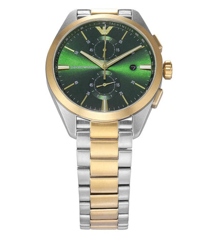 Emporio Armani Two Tone 43 Mm Green Dial Stainless Steel Analog Watch For Men - AR11511I