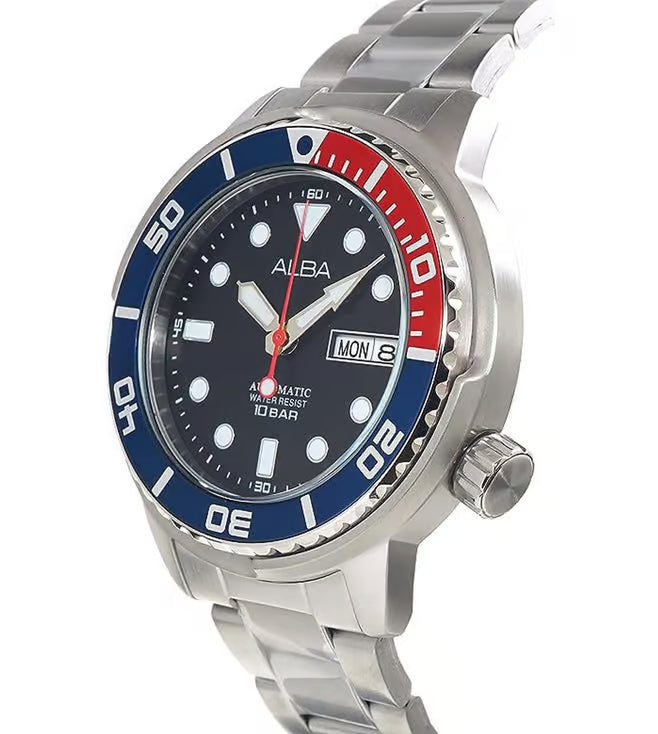 Alba AL4247X1 Blue-Red Rotating Bezel Automatic Watch