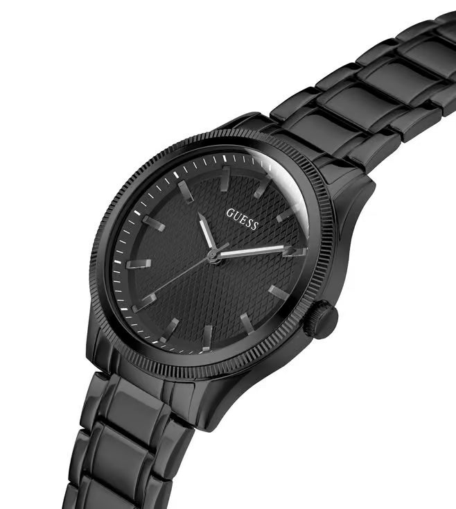 GUESS Men Black Round Stainless Steel Dial Analog Watch- GW0626G3