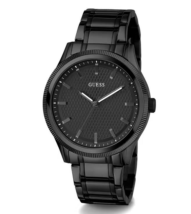 GUESS Men Black Round Stainless Steel Dial Analog Watch- GW0626G3
