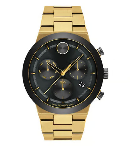 Movado Bold Fusion Swiss Qtz Chrono Black Round Dial Men's Watch - 3600858