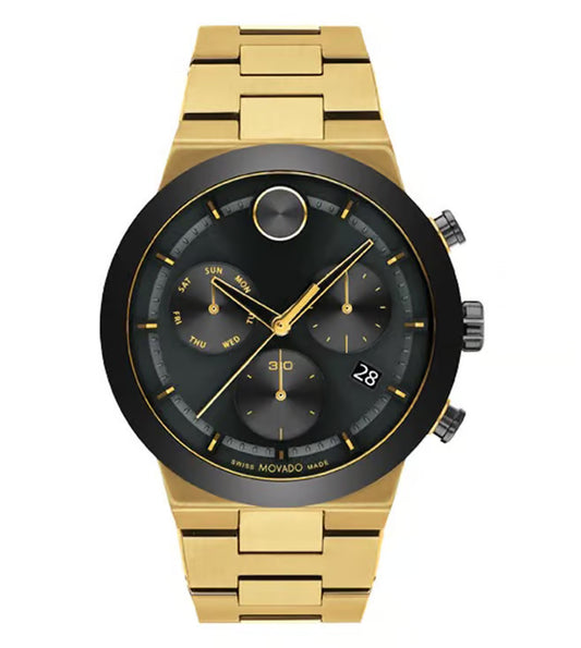 Movado Bold Fusion Swiss Qtz Chrono Black Round Dial Men's Watch - 3600858