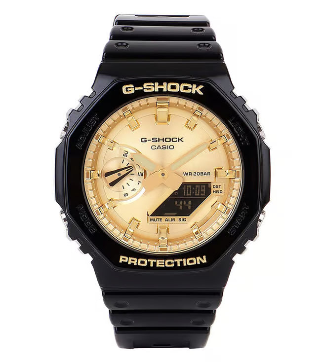 Casio G-Shock GA-2100GB-1ADR Gold Analog-Digital Dial Black Resin Strap Men's Watch G1453