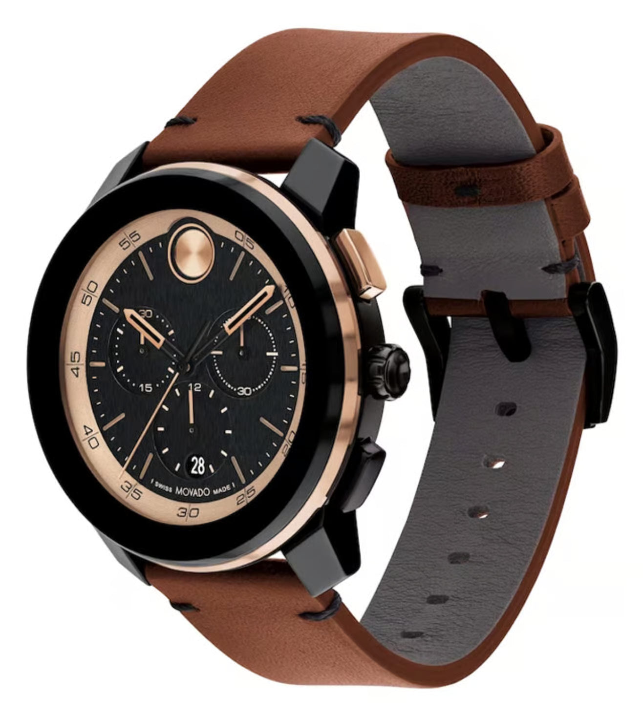 Movado Bold Tr90 Swiss Qtz Chrono Black Round Dial Men's Watch - 3601115