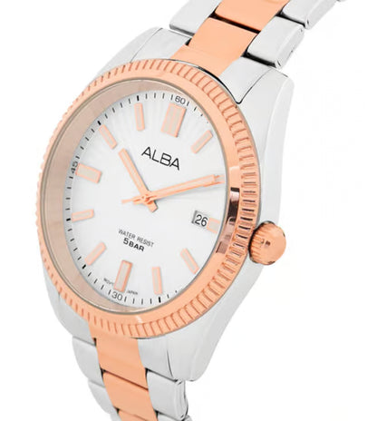 Alba AS9S62X1 Silver White Patterned Dial Watch