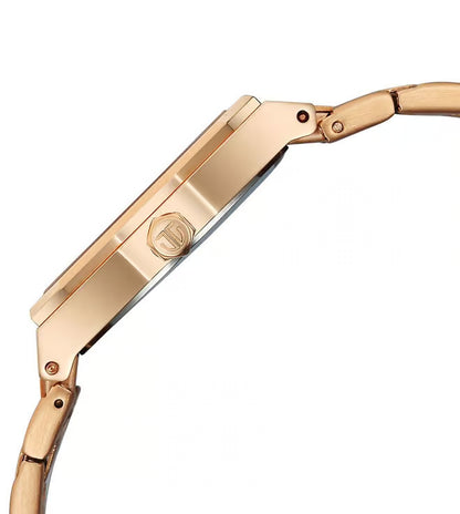 Titan Titan Purple Time Deluxe Quartz Analog Brown Dial Rose Gold Metal Strap Watch For Women 95376wm01