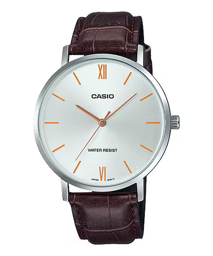 Enticer Men Quartz Silver Dial Analog Leather Watch A1618