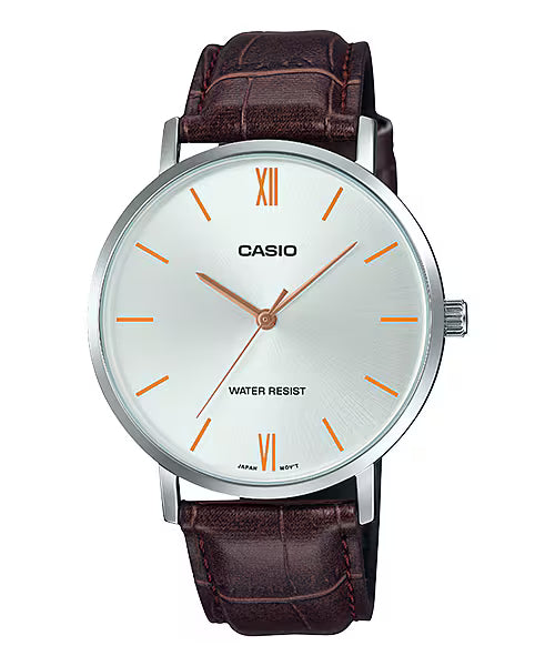 Enticer Men Quartz Silver Dial Analog Leather Watch A1618