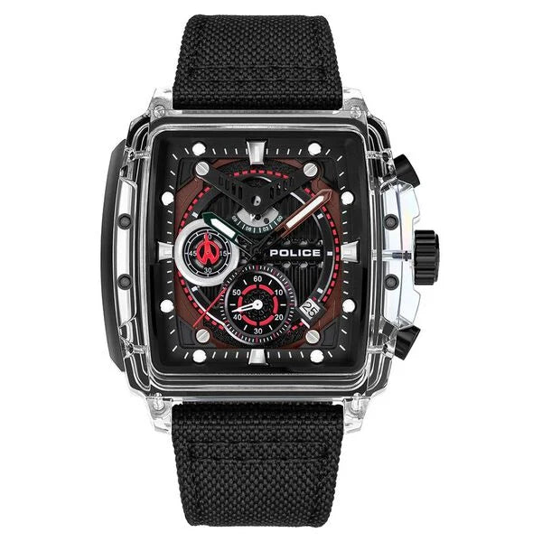 Police Quartz Chronograph Black Dial Multicoloured SILICONE Strap Watch For Men