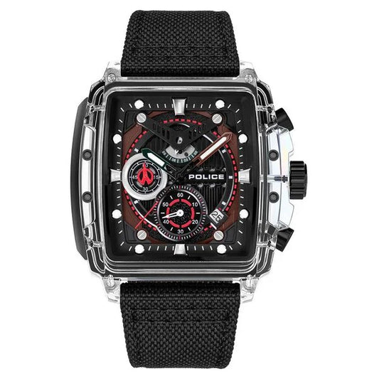 Police Quartz Chronograph Black Dial Multicoloured SILICONE Strap Watch For Men
