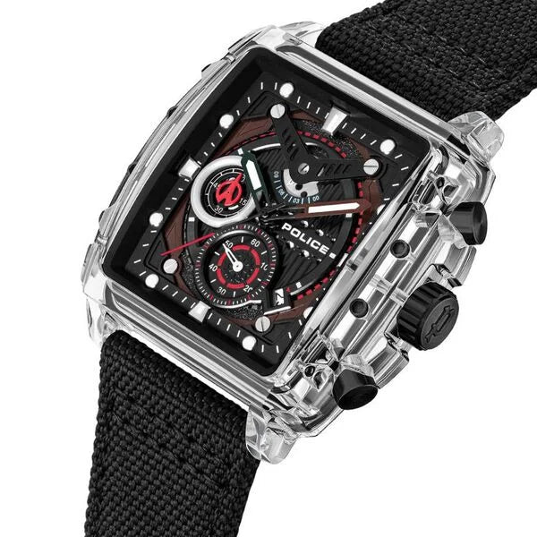 Police Quartz Chronograph Black Dial Multicoloured SILICONE Strap Watch For Men