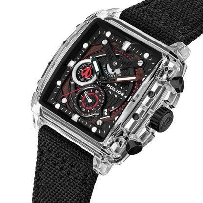 Police Quartz Chronograph Black Dial Multicoloured SILICONE Strap Watch For Men