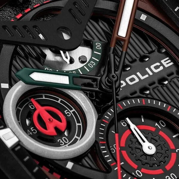 Police Quartz Chronograph Black Dial Multicoloured SILICONE Strap Watch For Men