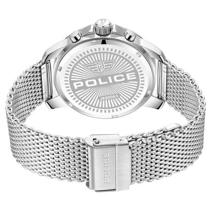 Police Multifunction Black Dial Silver Metal Strap Watch For Men