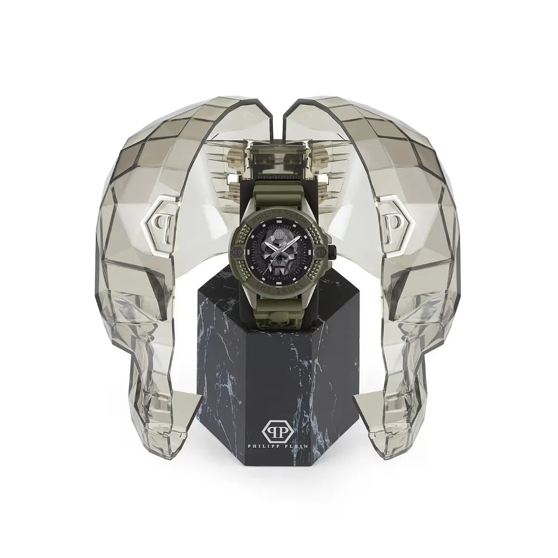 Philipp Plein $kull Quartz Black Dial Analog Silicone Strap Men Watch PWUBA0423