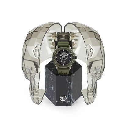 Philipp Plein $kull Quartz Black Dial Analog Silicone Strap Men Watch PWUBA0423